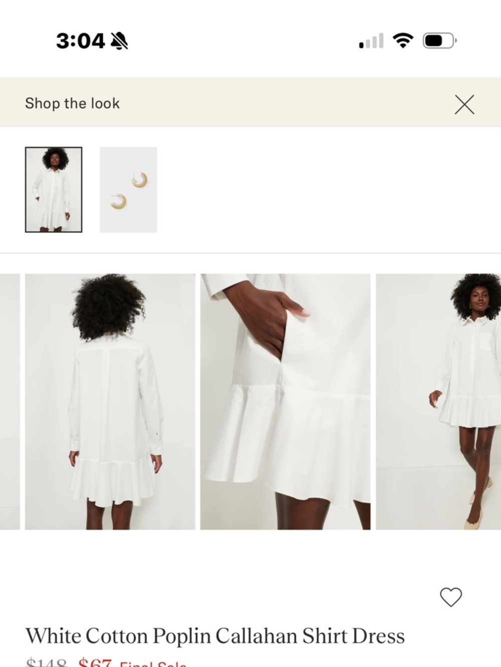 Tuckernuck White Cotton Poplin Callahan Shirt Dress - Picture 4 of 5
